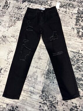 Womens/juniors GOGO JEANS Black Distressed skinny Jeans NWT Size 7